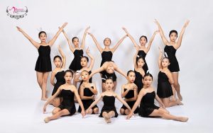 A group of students in ballet class